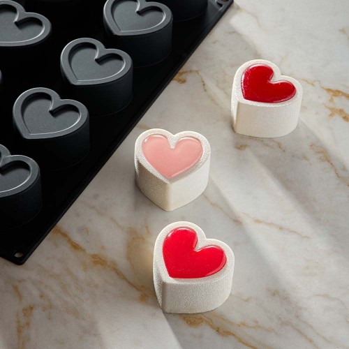 Hearts 3D Silicone Mould by Pavoni Italia, 1 unit Hearts 3D Silicone Mould by Pavoni Italia, 1 unit