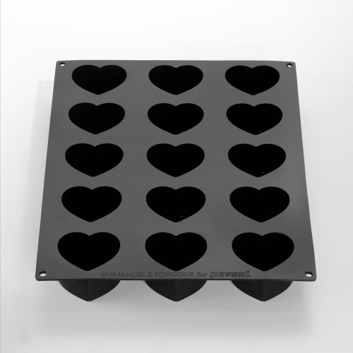 Hearts 3D Silicone Mould by Pavoni Italia, 1 unit Hearts 3D Silicone Mould by Pavoni Italia, 1 unit