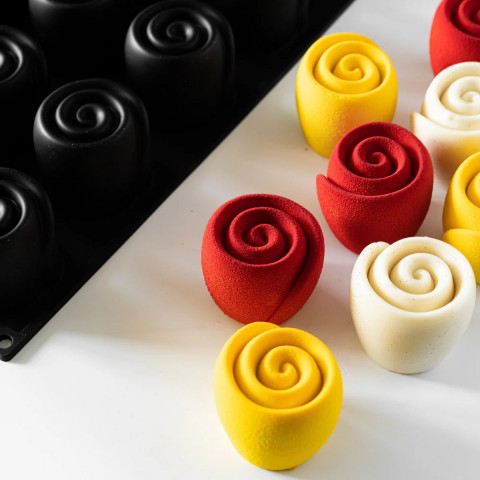 Flower Swirl 3D Silicone Mould by Pavoni Italia, 1 unit