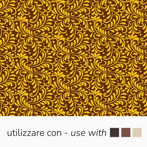 Chocolate Transfer Sheets - Yellow Ornamental Scrollwork (Azo-Free), 340 x 265 mm by Pavoni Italia, 10pk
